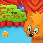 En tegnet katt med store øyne står foran et rødt sceneteppe, med kattunger, garnnøster og mynter i bakgrunnen
