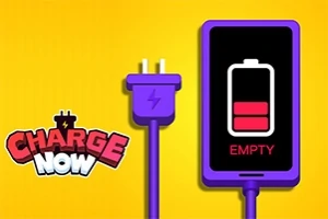 En lilla strømkontakt ved siden av en mobiltelefon med en nesten tom batteriindikator og teksten EMPTY på en gul bakgrunn