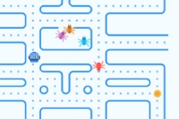 Spis så mange biter du kan i dette retro pixel arcade pac-spillet