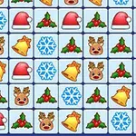 En rutenett med julemotiver som snøfnugg, reinsdyr, juleklokker, nisseluer og misteltein