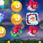 Symboler med juletema som julekuler, iskrystaller, en julenisse og en alvehatt vises mot en blå bakgrunn