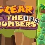 Fargerik, tegneserieaktig skog med teksten Clear the Numbers og tall sømløst integrert i designet