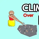 En tegneseriefigur i en gryte klatrer opp en stein med en hammer, med teksten CLIMB Over IT i bakgrunnen
