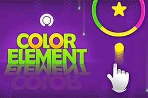 Fargerik grafikk med teksten COLOR ELEMENT på lilla bakgrunn, en stjerne i sirkel og en pekerhånd