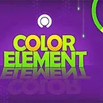 Fargerik grafikk med teksten COLOR ELEMENT på lilla bakgrunn, en stjerne i sirkel og en pekerhånd