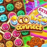 Fargerik illustrasjon med kaker og aper i et puslespilltema med teksten Cookie Connect