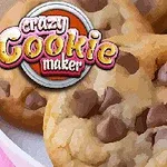Sjokoladecookies på et fat med en fargerik logo øverst i venstre hjørne