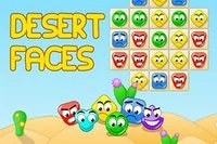 I mobilversjonen av Desert Faces må vi matche 3 like fargede ansikter