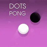 En hvit og en svart sirkel på en lilla bakgrunn med teksten DOTS PONG øverst