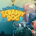 En animert hund med propellhatt flyr ved siden av en figur med store øyne i et laboratoriemiljø