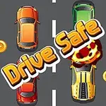 To biler kjører på en motorvei, hvor den ene bilen eksploderer, med teksten Drive Safe over bildet