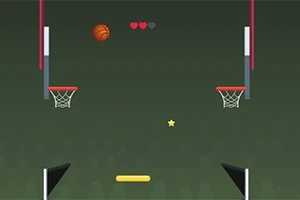 To basketballkurver, en basketball, tre hjerter, en stjerne og en gul rett linje over en mørk bakgrunn