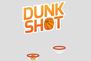 Basketkurver og teksten Dunk Shot med en oransje basketball