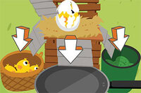 Trykk for å sortere gode egg, kyllinger og dårlige egg!
