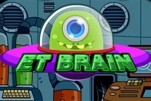 En grønn enøyd alien i et romskip omgitt av teknologi og med teksten ET Brain i forgrunnen