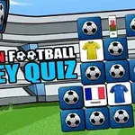Tegneseriestil bilde av et fotballstadion med en quiz som viser flagg og fotballdrakter fra forskjellige europeiske land