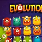 Fargerike, enøyde monstre med horn i et rutenett med tittelen EVOLUTION øverst