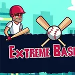 To karakterer i baseballutstyr med balltre og hanske, med teksten Extreme Baseball i midten