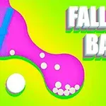 Fargerik illustrasjon med rosa og grønne former og teksten Falling Balls i hvit skrift