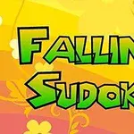 Fargerik bakgrunn med blomstermønster og grønn tekst som sier Falling Sudoku