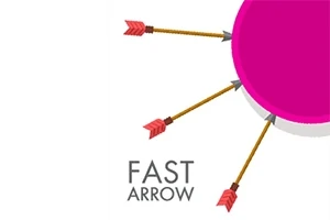 Rosa sirkel truffet av tre piler med teksten Fast Arrow