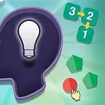 Silhuett av et hode med en lyspære i midten, omgitt av matematiske symboler og geometriske figurer