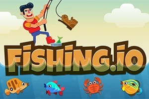 En tegneseriefigur fisker med en stang og har fått en støvel på kroken, mens forskjellige fargerike sjødyr svømmer under teksten Fishing