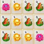 Fargerike blomsterikoner arrangert i et rutenett med nummererte innsatsnivåer