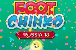 Fargerik tekst som sier Foot Chinko med en fotball og konfetti mot en grønn bakgrunn