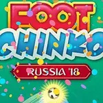 Fargerik tekst som sier Foot Chinko med en fotball og konfetti mot en grønn bakgrunn