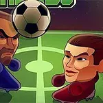 To animerte figurer med store hoder, en med mørkt hår og skjeggstubb og en med langt hår, stirrer intenst på en fotball på en tegnet bane