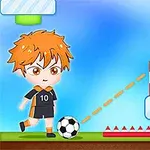To anime-lignende figurer står på en fargerik plattform med en fotball og en TNT-boks imellom dem