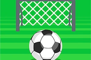 Fotball på en grønn fotballbane med et mål i bakgrunnen
