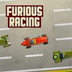 To racerbiler kjører side om side på en asfaltvei med teksten Furious Racing i øverste venstre hjørne