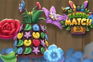Fargerike blomster og blader arrangert i et kunstnerisk mønster med en fargerik logo i hjørnet