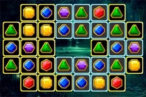 Fargerike geometriske perler i ulike former og farger som er ordnet i et rutenett med mørk bakgrunn