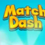 Fargerik logo med teksten Match Dash mot en lys blå bakgrunn