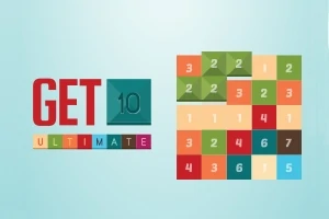 Teksten Get 10 Ultimate ved siden av et rutenett med fargerike nummererte blokker