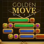 Fargerike rektangler med gyldne rammer er stablet under teksten Golden Move Quest i en dekorativ ramme