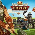 Goodgame Empire En tegnet kriger med hjelm og øks i forgrunnen, foran et middelalderslott under angrep med brennende steiner