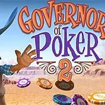 En tegneseriefigur i cowboy-antrekk holder spillekort og pokerchips med en ørken i bakgrunnen