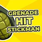En ikonisk tegning av en håndgranat ved siden av teksten Grenade Hit Stickman på en lys gul bakgrunn