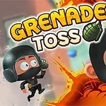 To animasjonsfigurer med hjelmer kaster en granat blant eksplosjoner, med teksten Grenade Toss øverst