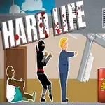 To karakterer går forbi en stor vifte og et rød oljefat, med teksten “Hard Life” over og “Don’t make my mistake” på veggen