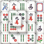 Bilde av en samling mahjong-brikker med forskjellige symboler, tall og farger i et mønster