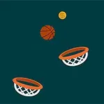 Basketball flyr mot en kurv med en gullmynt i bakgrunnen