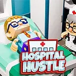 En tegneserieaktig pasient ligger på en sykehusseng mens en sykepleier står ved siden av, med teksten Hospital Hustle i forgrunnen