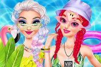 I dette online makeover-spillet kan du bli med Elsa og Ariel på morsomme