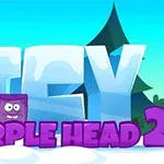 Store isblokkbokstaver staver ICY med teksten PURPLE HEAD 2 i lilla foran, omgitt av trær og snø