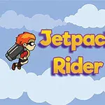 Tegneseriefigurer med jetpack flyr i himmelen blant skyene